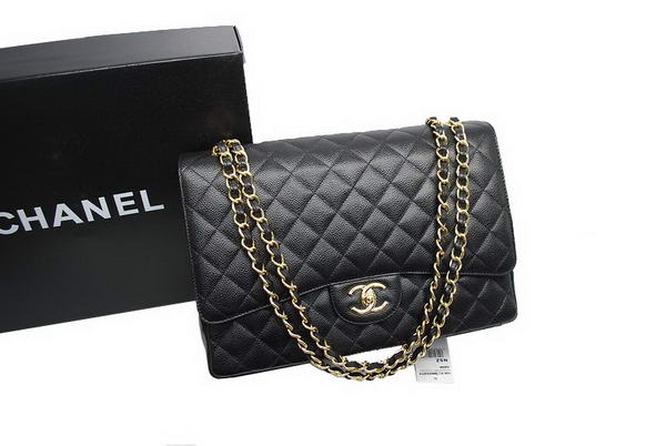 AAA Chanel Maxi Double Flaps Bag A36098 Black Original Caviar Leather Online